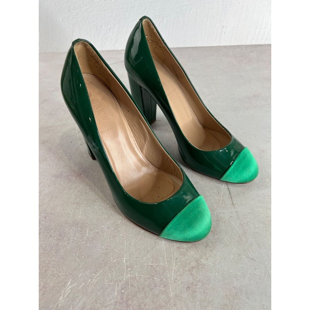 J. Crew Factory Green Heels with Light Green Toe Cap